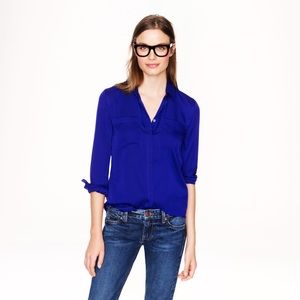 J. Crew Silk Button Down sz 8 Tall